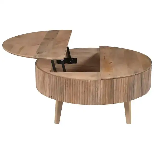 Balark Round Lift-Top Coffee Table in Natural