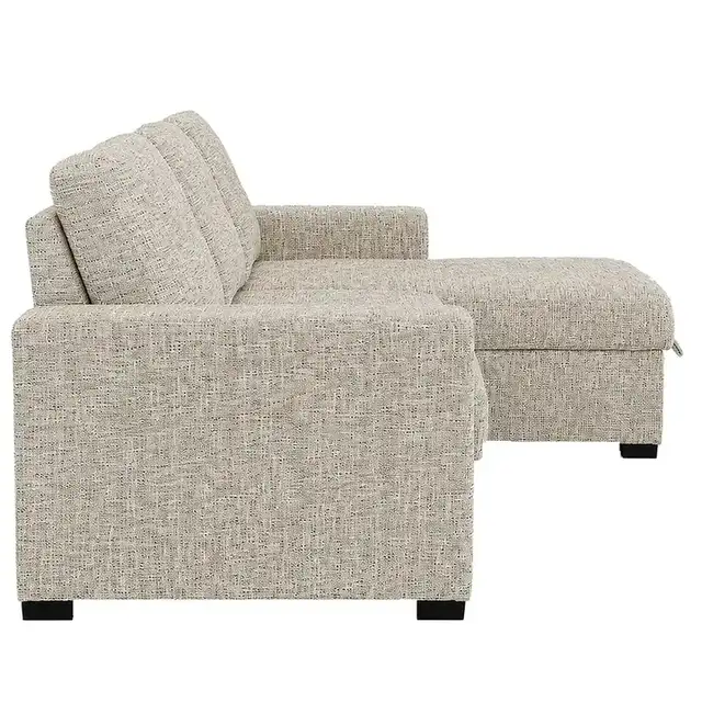 Draga Sofa with Reversible Chaise & Bed & Storage in Beige