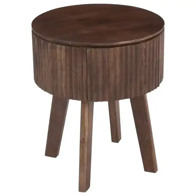 Balark Round 1 Drawer Accent Table in Walnut