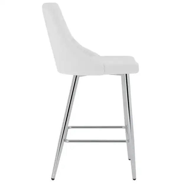 Devo 26" Counter Stool, Set of 2 in White and Chrome