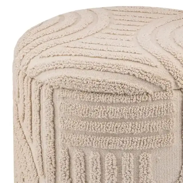 Lullu Round Storage Ottoman in Beige