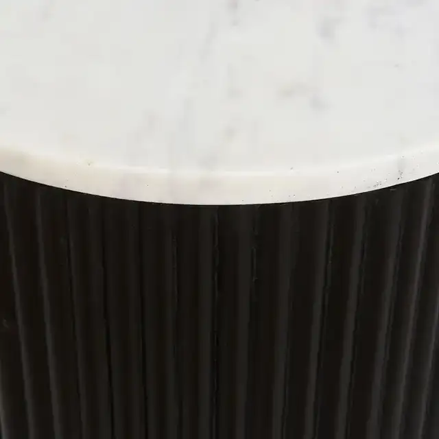 Reyna Round Accent Table with Storage in Black and White