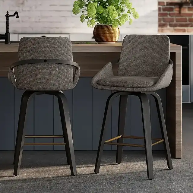 Parker 26" Counter Stool with Swivel, Set of 2 in Charcoal and Black
