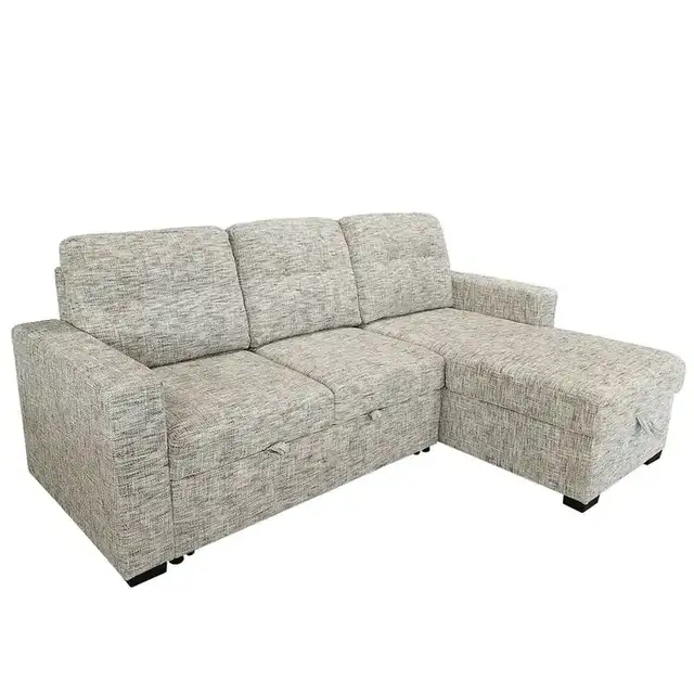 Draga Sofa with Reversible Chaise & Bed & Storage in Beige