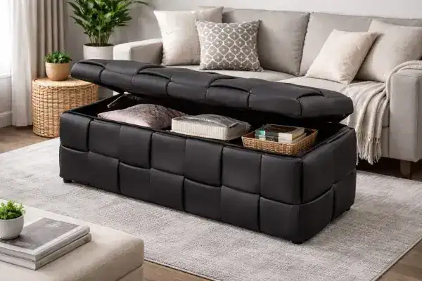 STORAGE OTTOMAN - BLACK
