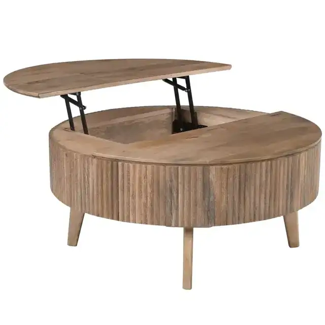 Balark Round Lift-Top Coffee Table in Natural