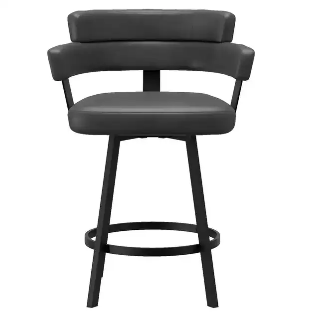 Oberon 26" Counter Stool with Swivel, Set of 2 in Charcoal and Black