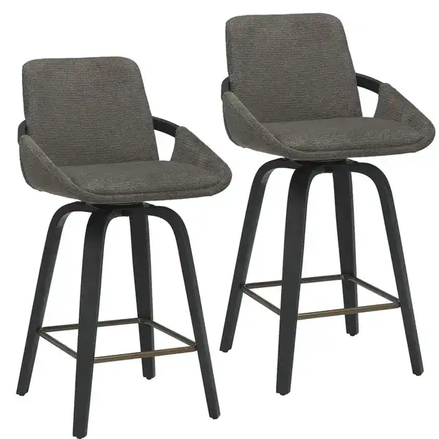 Parker 26" Counter Stool with Swivel, Set of 2 in Charcoal and Black