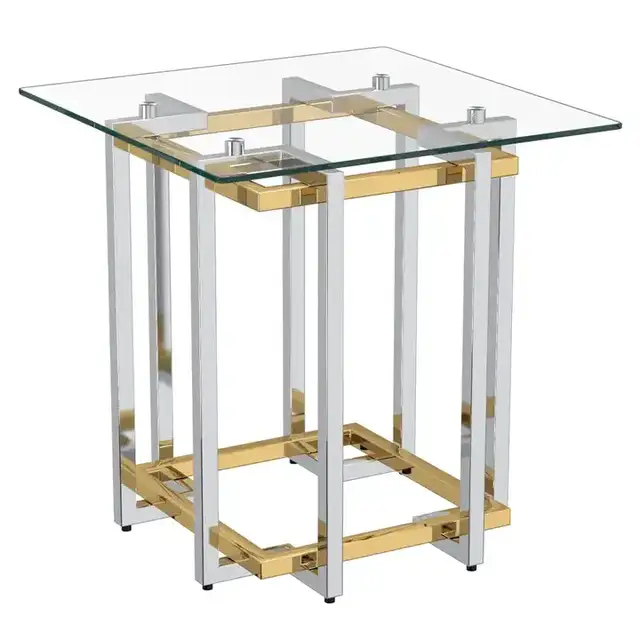 Florina Accent Table in Silver and Gold