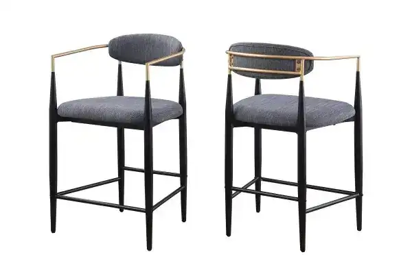 COUNTER STOOL, SET OF 2, GREY