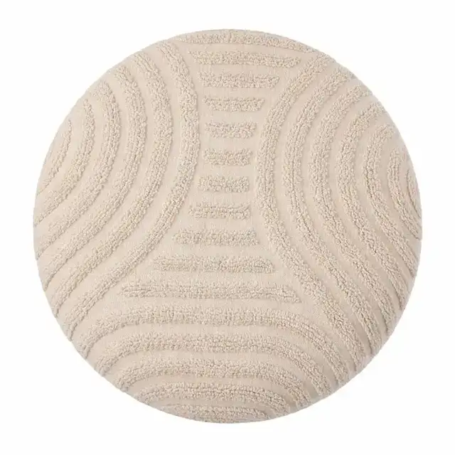 Lullu Round Storage Ottoman in Beige