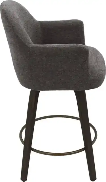 Torra 26" Counter Stool with Swivel, Set of 2 in Warm Charcoal and Dark Walnut