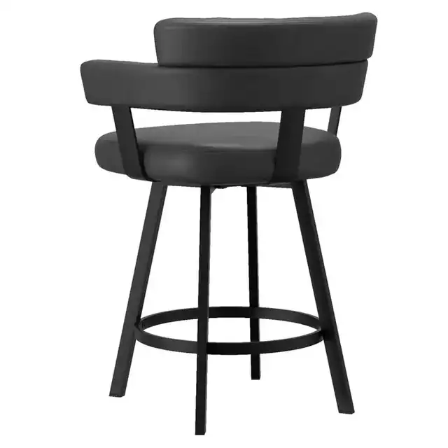 Oberon 26" Counter Stool with Swivel, Set of 2 in Charcoal and Black