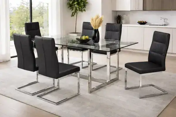 7-PIECE DINING SET - BLACK