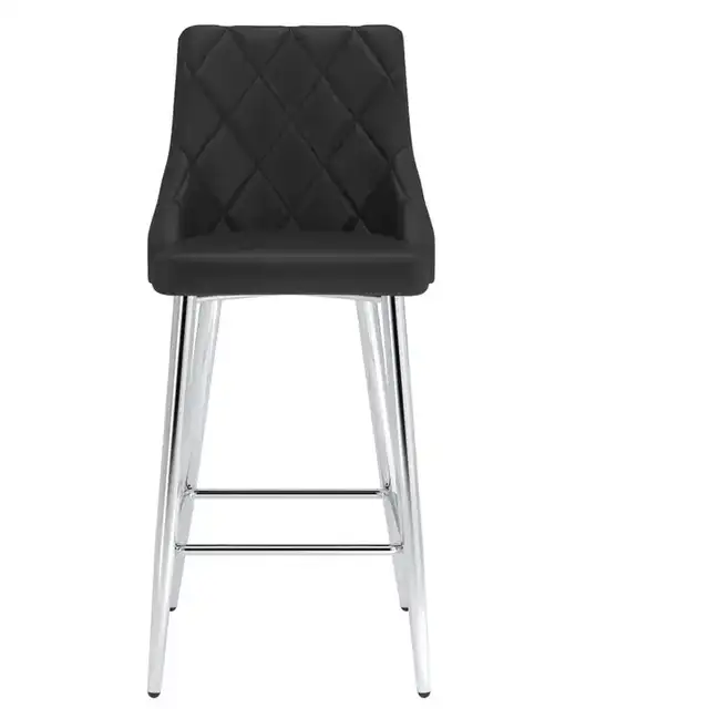 Devo 26" Counter Stool, Set of 2 in Black and Chrome