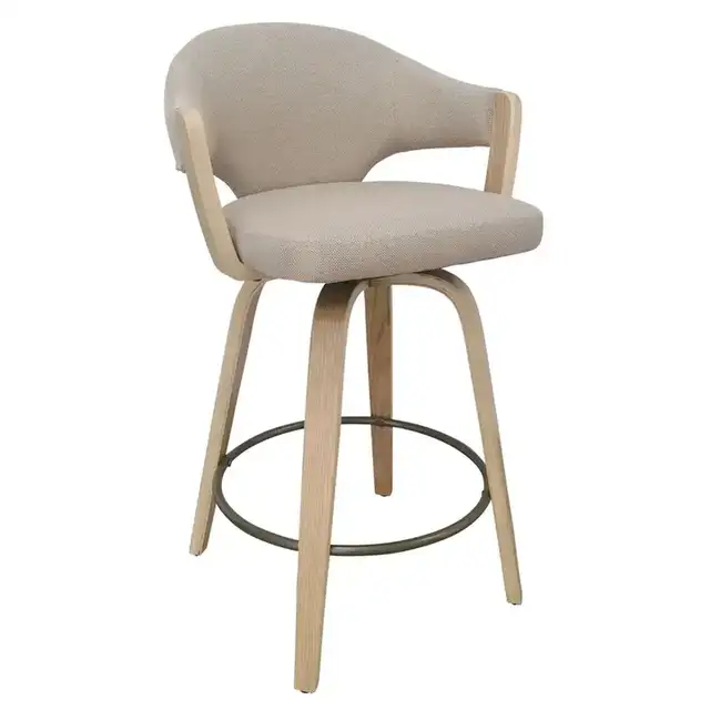 Freya 26" Counter Stool with Swivel, Set of 2 in Toffee and Natural