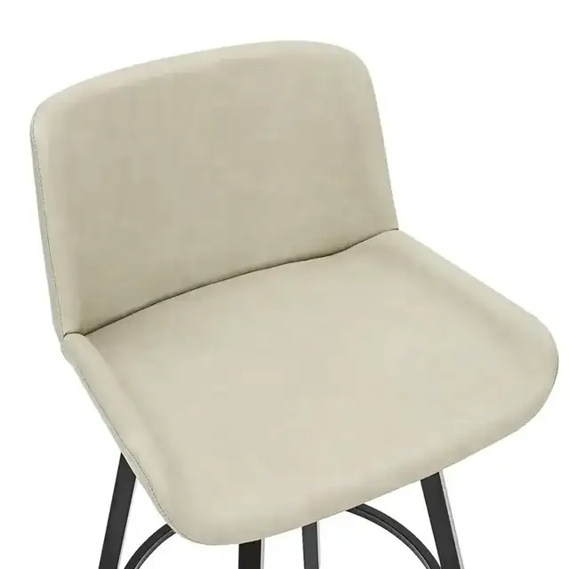 Fern 26" Counter Stool with Swivel, Set of 2 in Vintage Ivory PU and Black