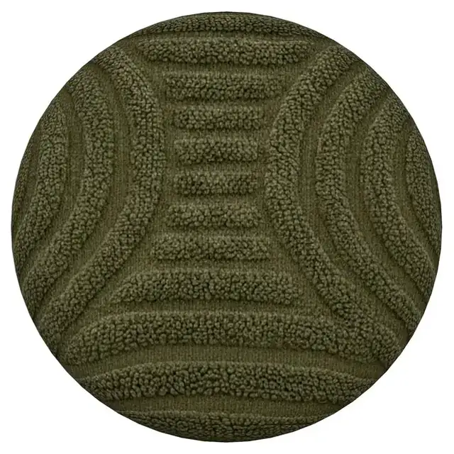 Lullu Round Storage Ottoman in Olive Green