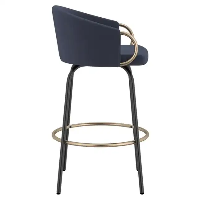 Lavo 26" Counter Stool with Swivel, Set of 2 in Blue and Black and Aged Gold