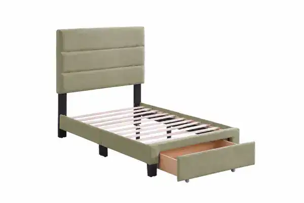 TWIN PLATFORM STORAGE BED - OLIVE