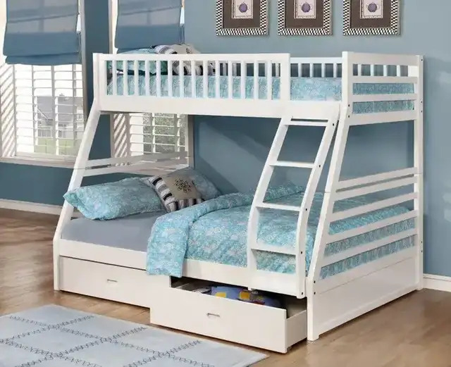 B 117 Single/Double Bunk Bed (Includes Set of Drawers) - White