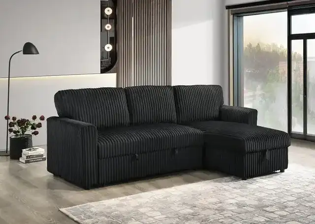 IF 9024 - Sofabed Sect. w/ Rev. Chaise (Blk Fabric)
