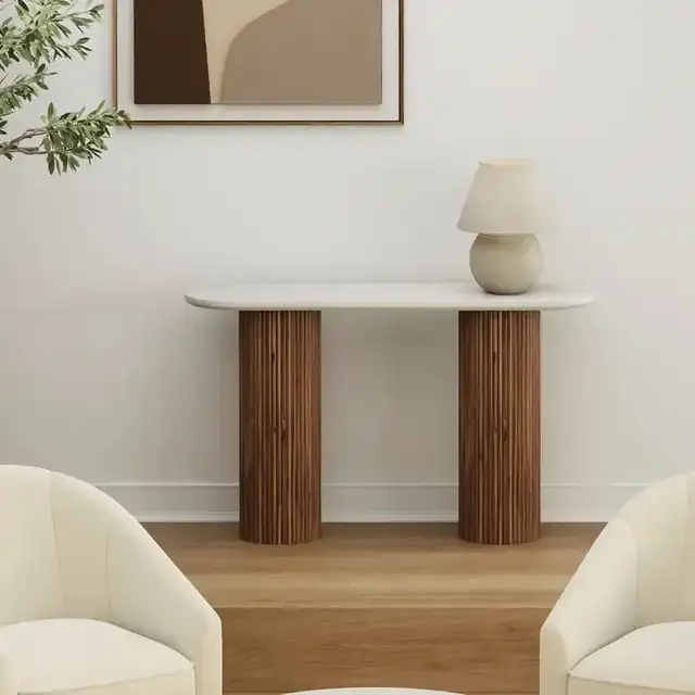Jilsa Console Table, 50" in Walnut and White