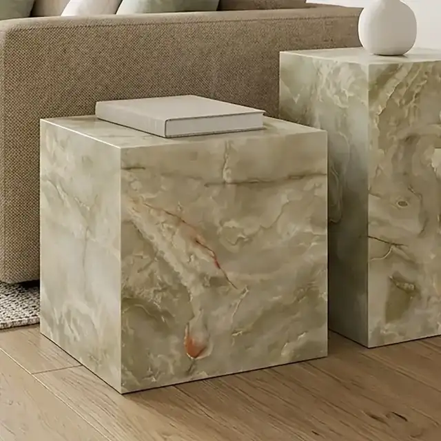 Artemis Square Accent Table in Jade Onyx