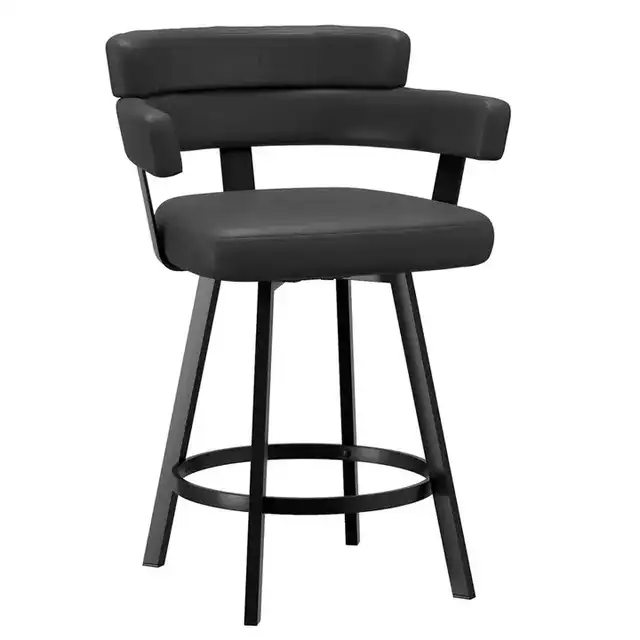 Oberon 26" Counter Stool with Swivel, Set of 2 in Charcoal and Black