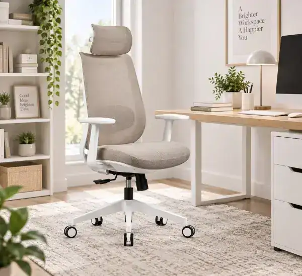 OFFICE CHAIR - TAUPE/WHITE