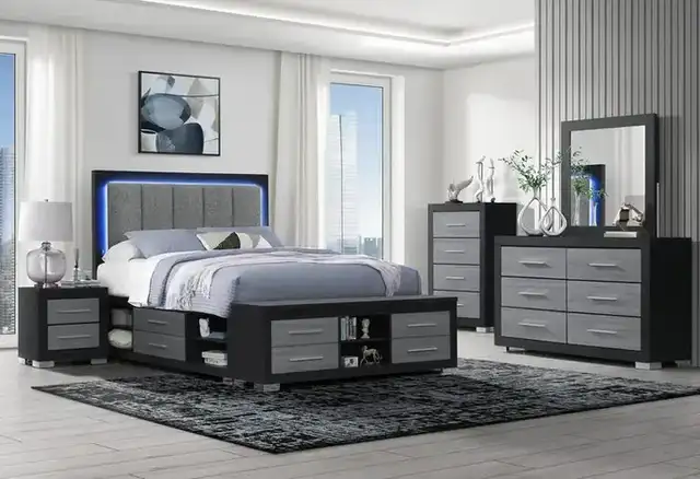 Emma (Black-Grey) Bedroom Set