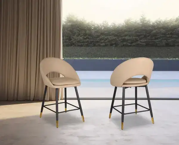 COUNTER STOOL, SET OF 2, BEIGE