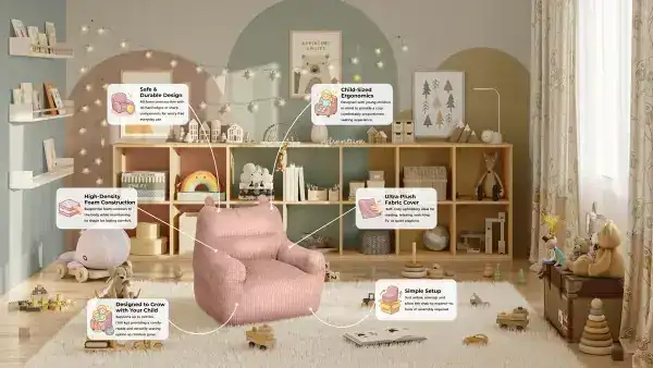 KIDS' CHAIR - BLUSH PINK