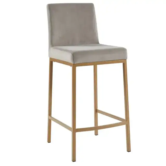 Diego 26" Counter Stool, Set of 2 in Grey and Aged Gold