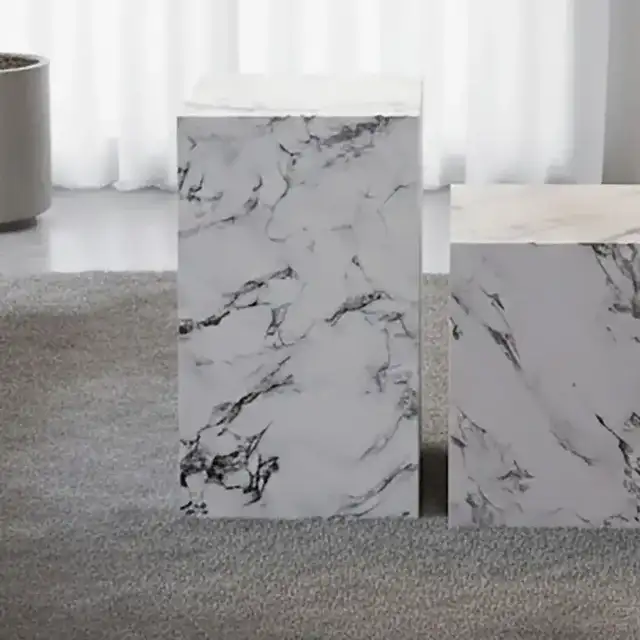 Artemis Tall Accent Table in Bulgari White