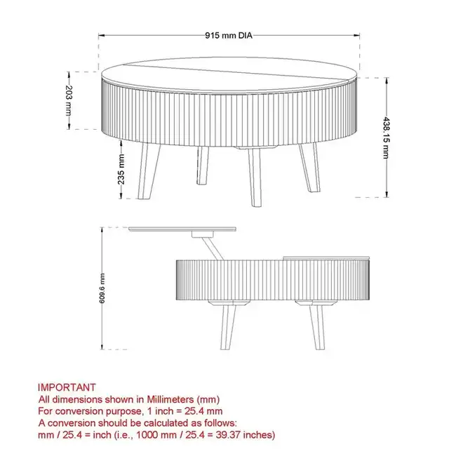 Balark Round Lift-Top Coffee Table in Natural