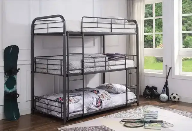 B 504 - S/S 3-Level Bunk Bed (Grey)