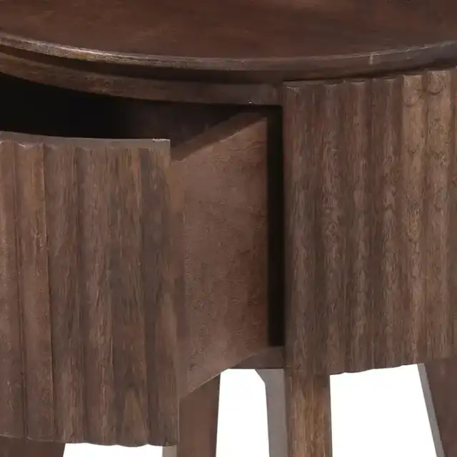 Balark Round 1 Drawer Accent Table in Walnut