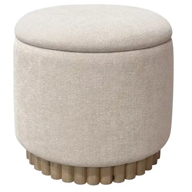 Sadie Round Storage Ottoman in Oat and Natural