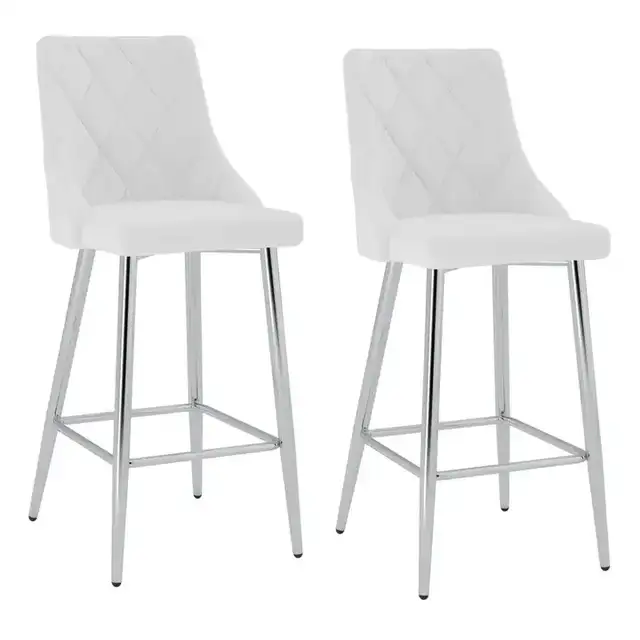 Devo 26" Counter Stool, Set of 2 in White and Chrome