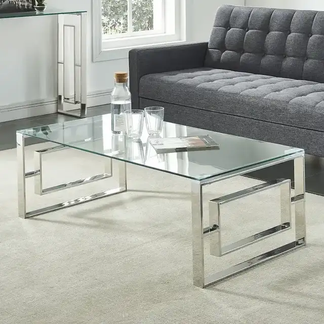 Eros Rectangular Coffee Table in Silver