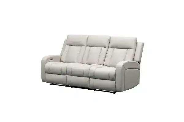 LEATHER POWER RECLINER SOFA - BEIGE