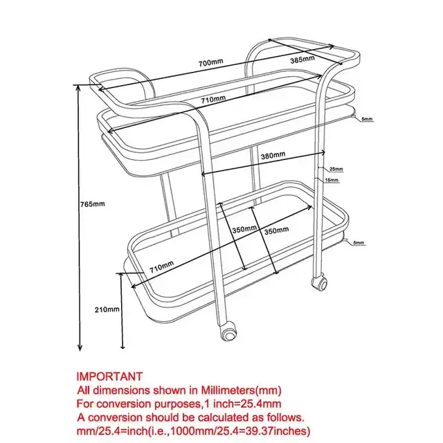 Zedd 2-Tier Bar Cart in Chrome