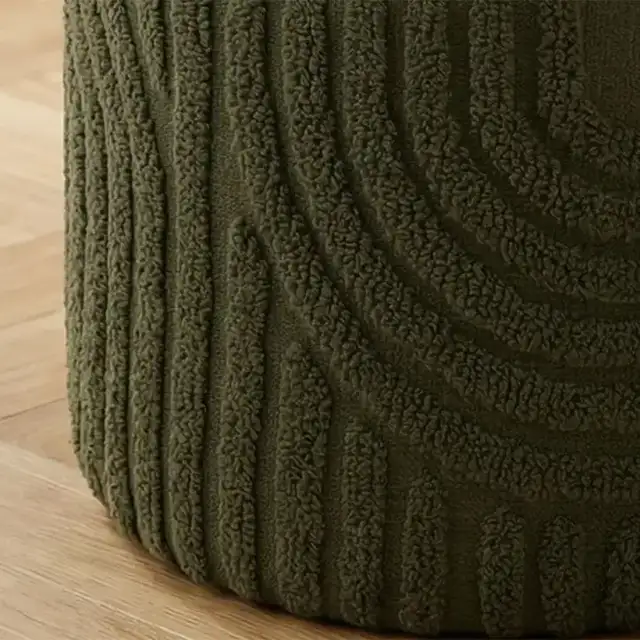 Lullu Round Storage Ottoman in Olive Green