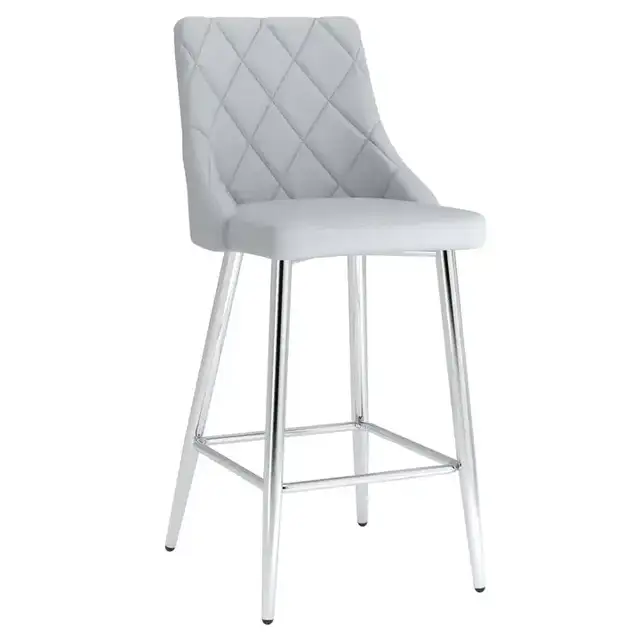 Devo 26" Counter Stool, Set of 2 in Light Grey and Chrome