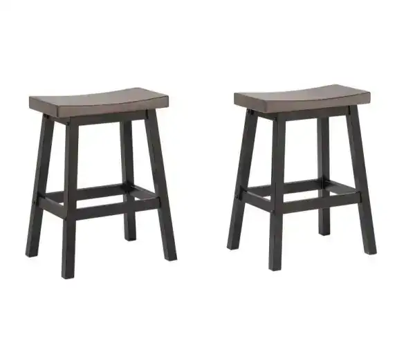 COUNTER STOOL, SET OF 2 - OAK/DARK GREY - (OPEN BOX)