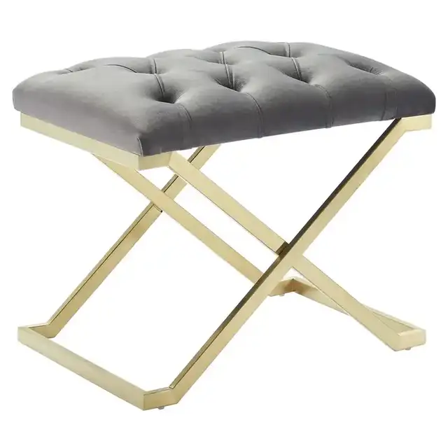 Rada Bench in Grey and Brushed Gold