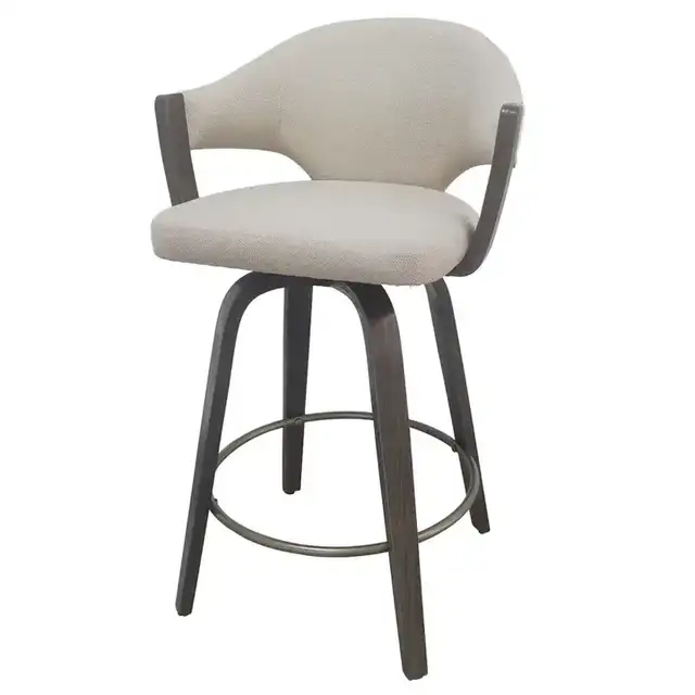 Freya 26" Counter Stool with Swivel, Set of 2 in Toffee and Walnut