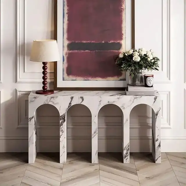 Atticus Console Table, 59" in Bulgari White