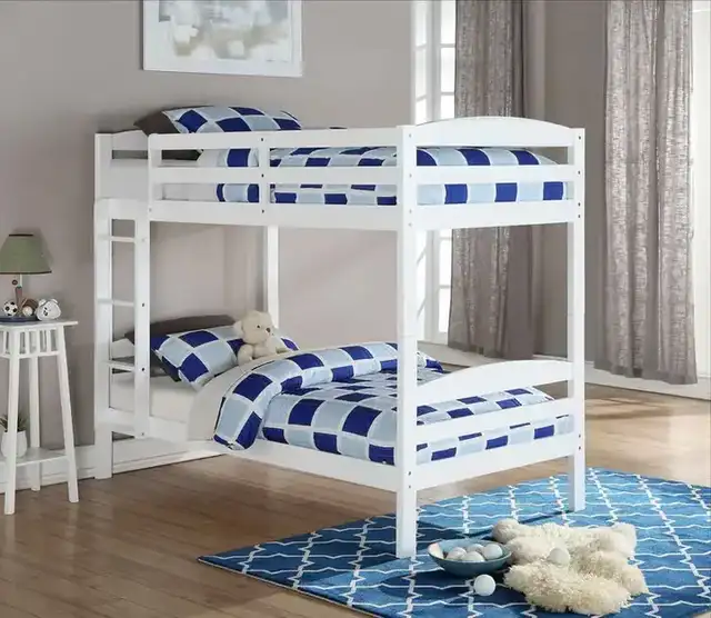 B 124 Single/Single Bunk Bed - White